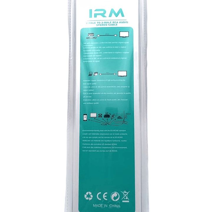Cable audio estéreo RCA 2X2 Macho-Macho 1.5 Metros - IRM 4