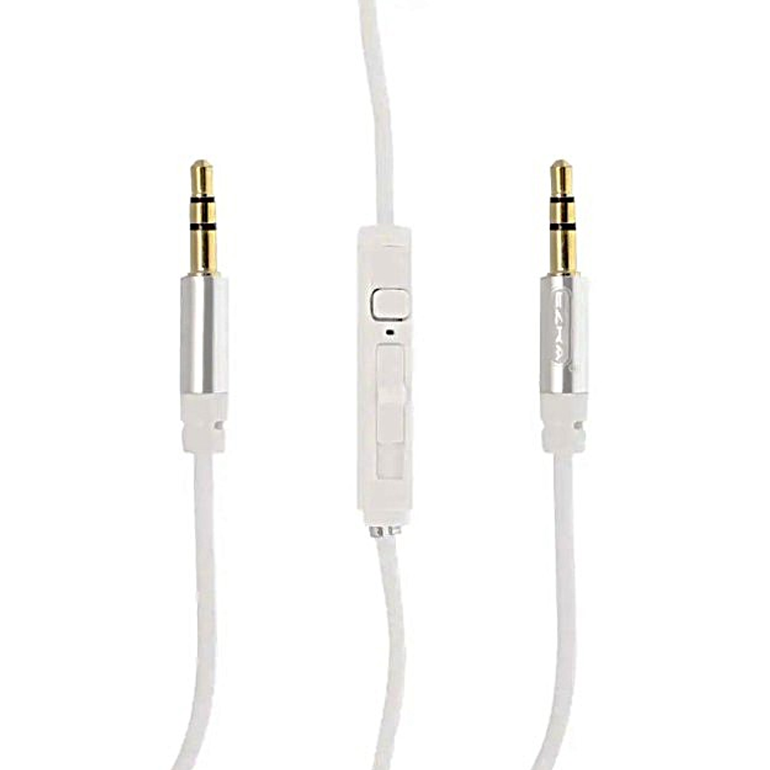 Cable auxiliar con micrófono y control de volumen (blanco) - EZRA 4