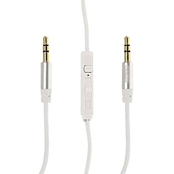 Cable auxiliar con micrófono y control de volumen (blanco) - EZRA 4