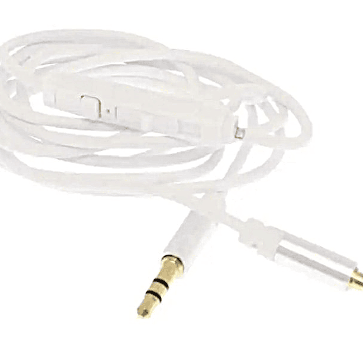 Cable auxiliar con micrófono y control de volumen (blanco) - EZRA 5