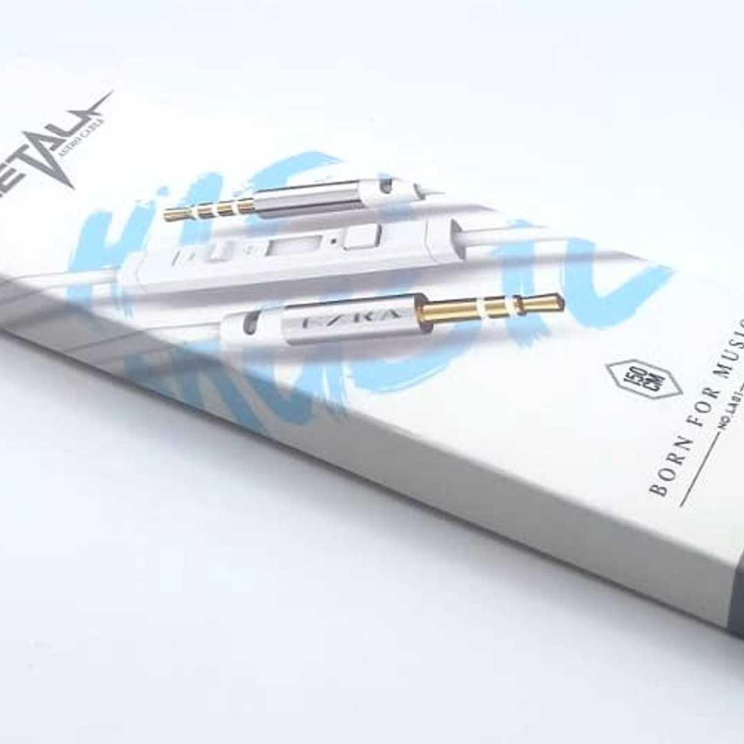 Cable auxiliar con micrófono y control de volumen (blanco) - EZRA 7