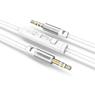 Cable auxiliar con micrófono y control de volumen (blanco) - EZRA