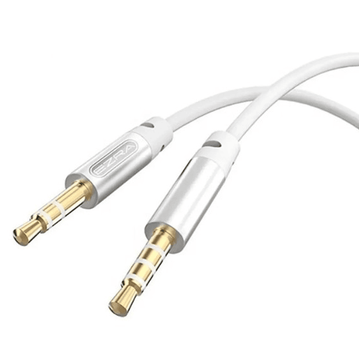 Cable auxiliar con micrófono y control de volumen (blanco) - EZRA 2