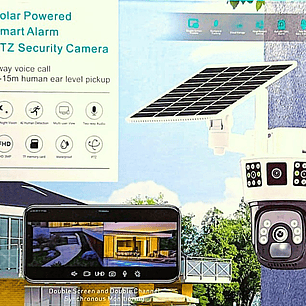  Cámara de Seguridad PTZ Solar Inteligente – Visión Nocturna a Color, Detección Humana, Audio Bidireccional