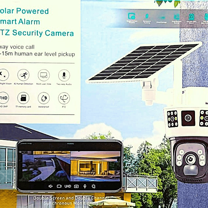  Cámara de Seguridad PTZ Solar Inteligente – Visión Nocturna a Color, Detección Humana, Audio Bidireccional 1