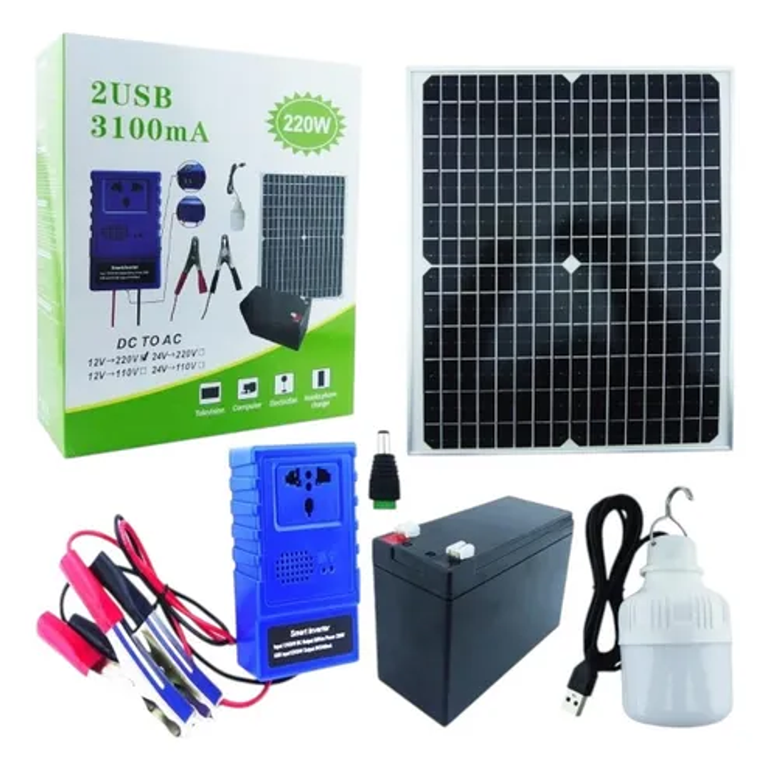 Kit solar portátil con inversor 220W – Energía renovable para hogar y emergencias 2