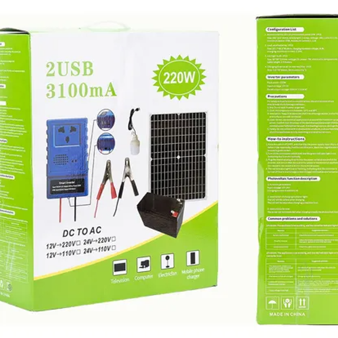  Kit solar portátil con inversor 220W – Energía renovable para hogar y emergencias 3