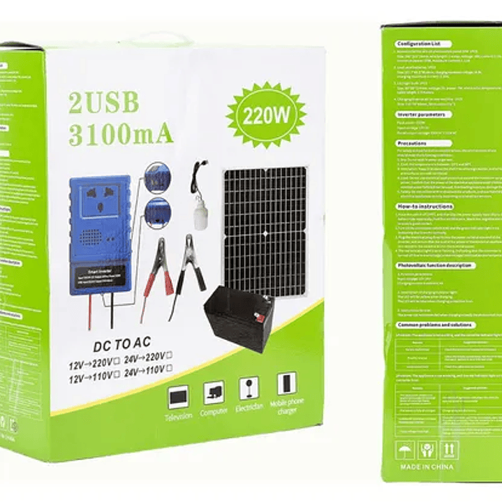  Kit solar portátil con inversor 220W – Energía renovable para hogar y emergencias 3