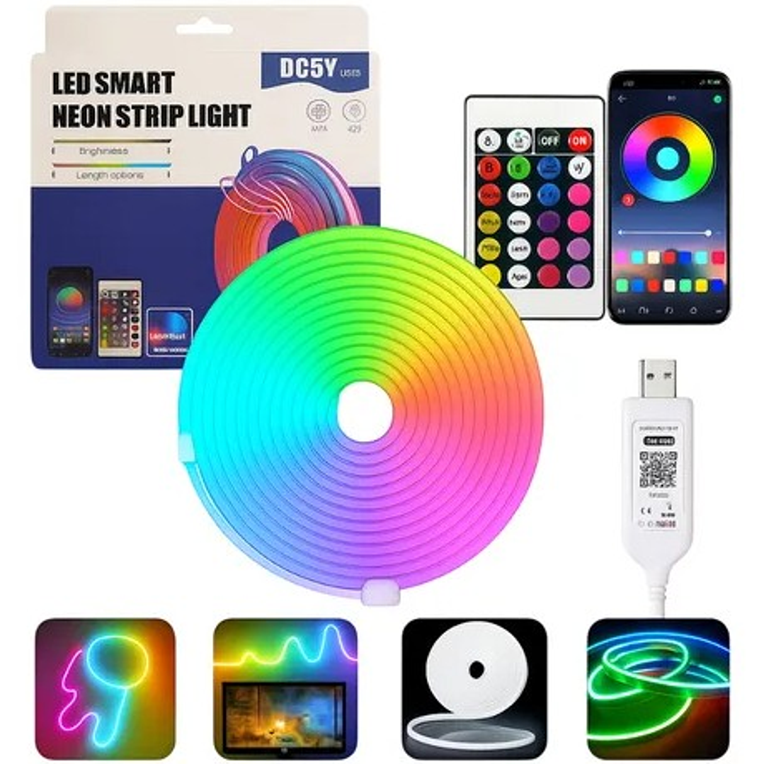 Tira neón led de colores RGB Smart  5M – Iluminación inteligente para ambientes creativos 4
