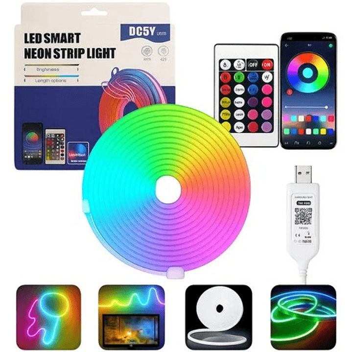 Tira neón led de colores RGB Smart  5M – Iluminación inteligente para ambientes creativos 4