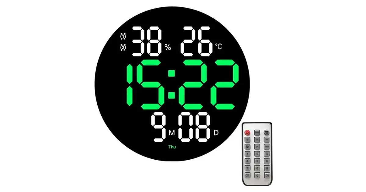 Reloj Digital LED Multifuncional 25.4 cm – Hora, Fecha, Temp