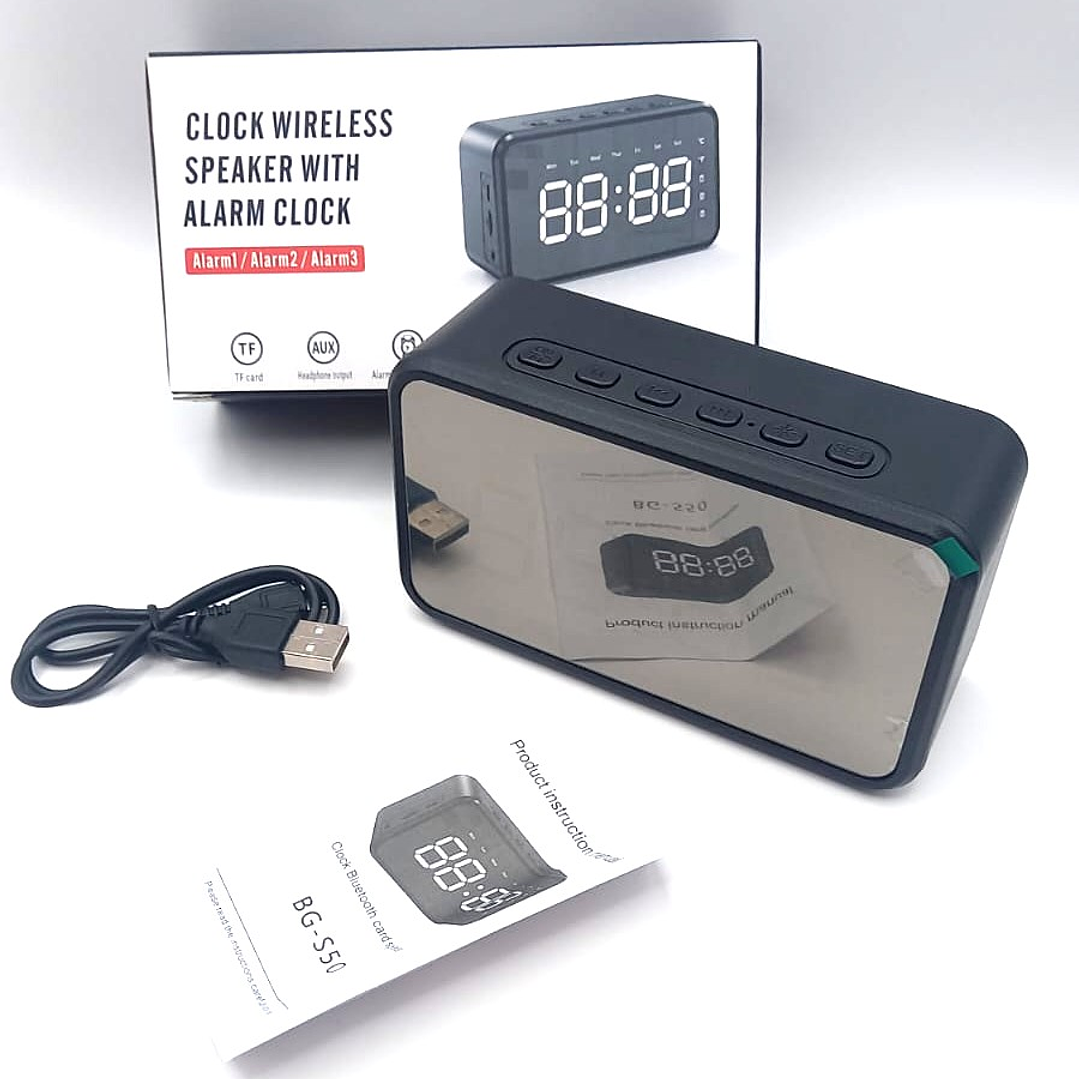 Clock Wireless Speaker BC-50 – Reloj Digital con Alarma, Bluetooth, FM y Pantalla LED 8