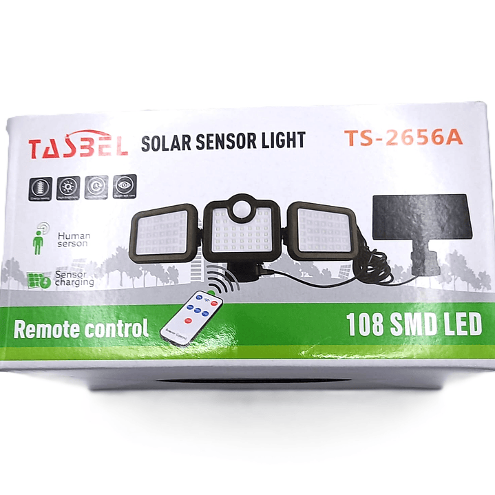 Luz solar  – Iluminación exterior con sensor de movimiento, control remoto y panel solar independiente -TASBEL TS-2656A 7