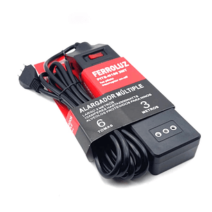 Alargador de 3 metros / 6 posiciones con interruptor- FERROLUZ