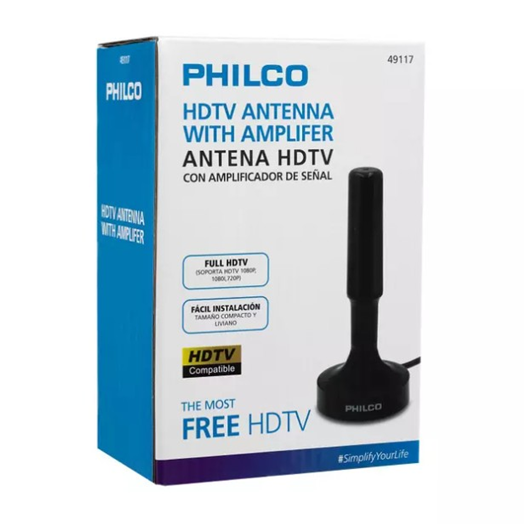 Antena HDTV PHILCO - 49117 con Amplificador – Señal Digital Full HD para Televisión Abierta 3