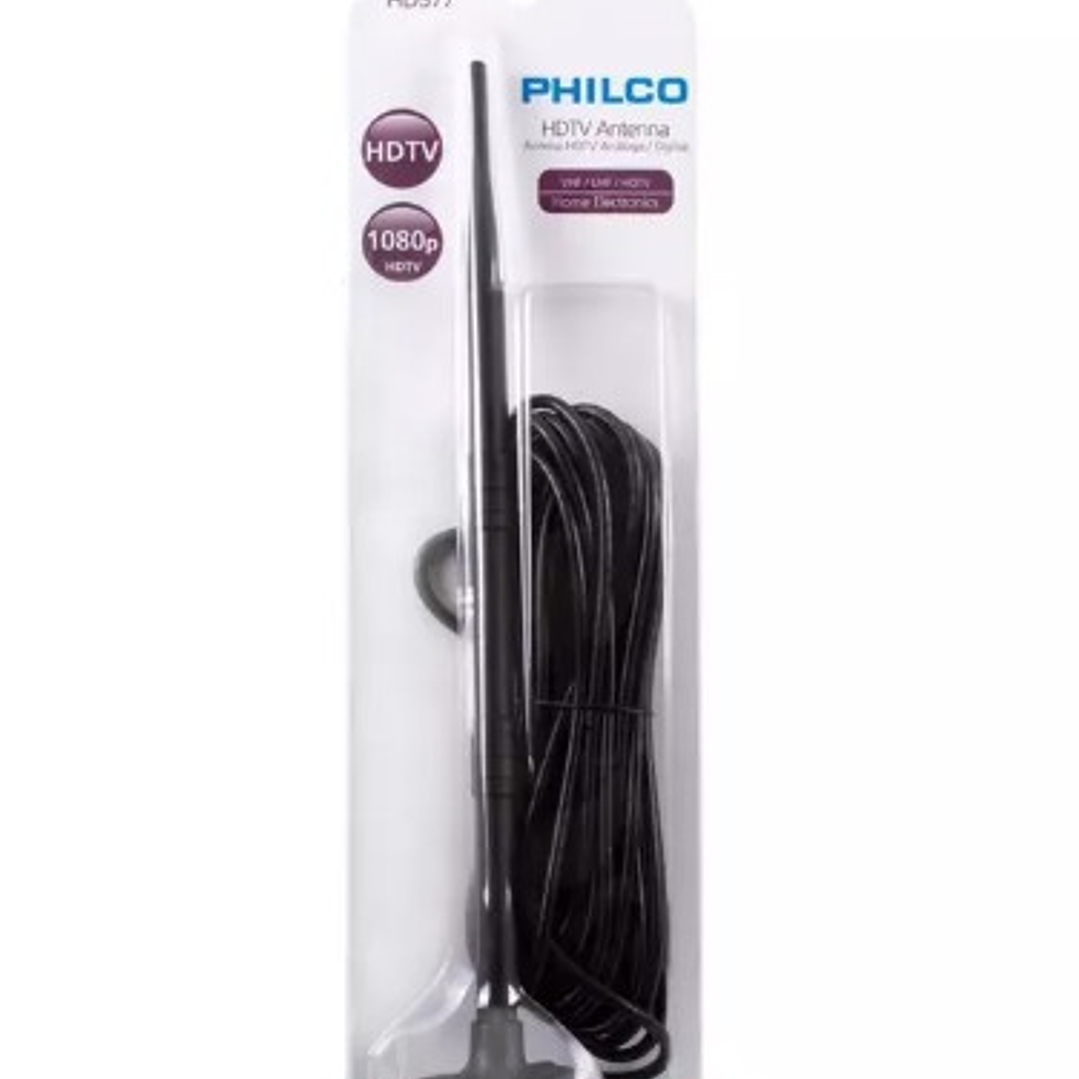 Antena HDTV PHILCO HD577 con Base Magnética – Señal Digital Full HD para Televisión Abierta 3