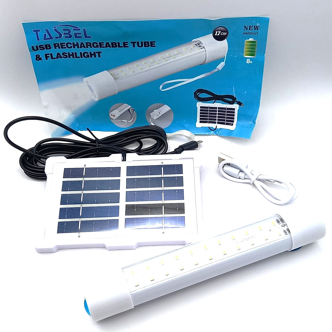 Linterna Solar Recargable TASBEL USB Tube & Flashlight – Iluminación Portátil y Autónoma para Todo Terreno 7
