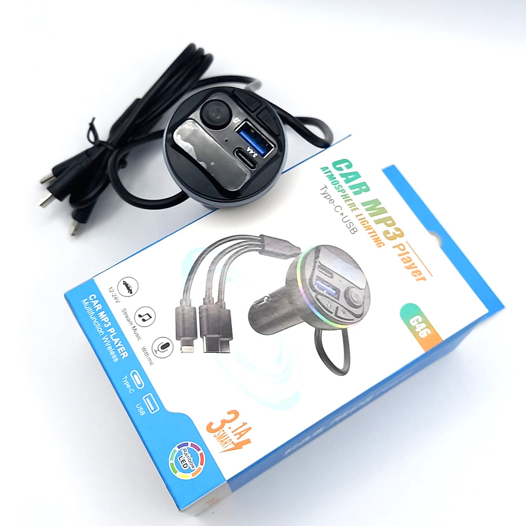Reproductor MP3 para Auto G46 – Bluetooth, USB, Type-C y Luz Ambiental 3