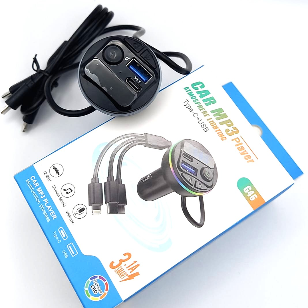 Reproductor MP3 para Auto G46 – Bluetooth, USB, Type-C y Luz Ambiental 4