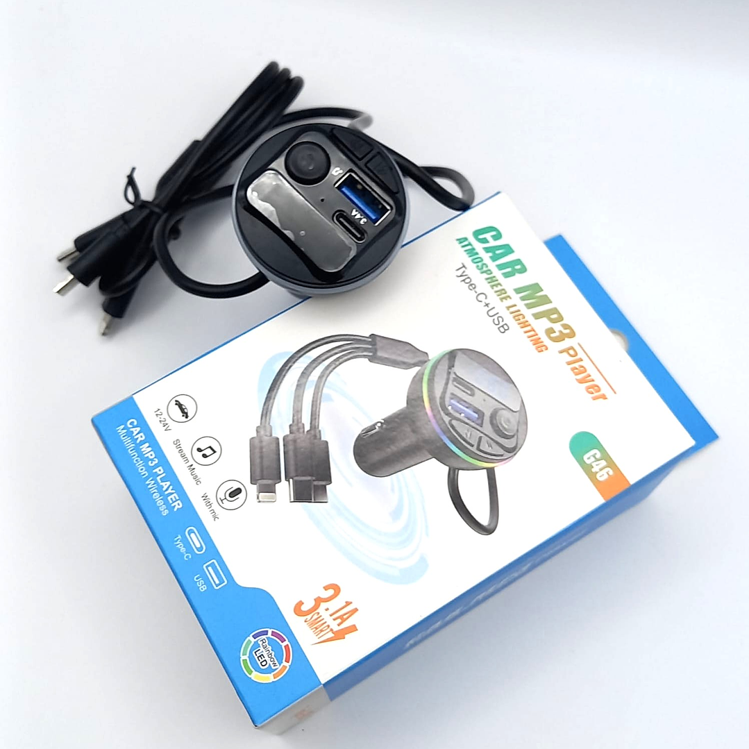 Reproductor MP3 para Auto G46 – Bluetooth, USB, Type-C y Luz Ambiental 5