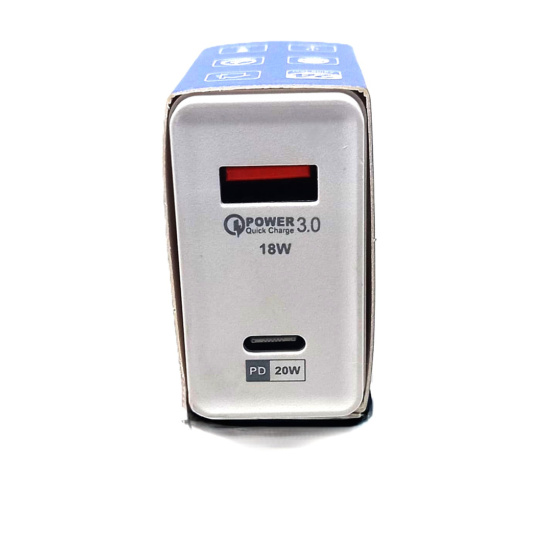 Cargador con puerto USB + Tipo C 38W TRAVEL CHARGER– Carga Rápida Inteligente para Todos tus Dispositivos 2