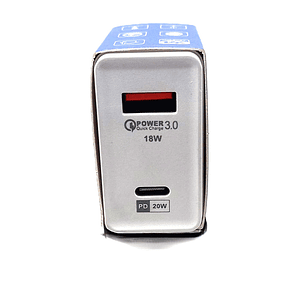 Cargador con puerto USB + Tipo C 38W TRAVEL CHARGER– Carga Rápida Inteligente para Todos tus Dispositivos