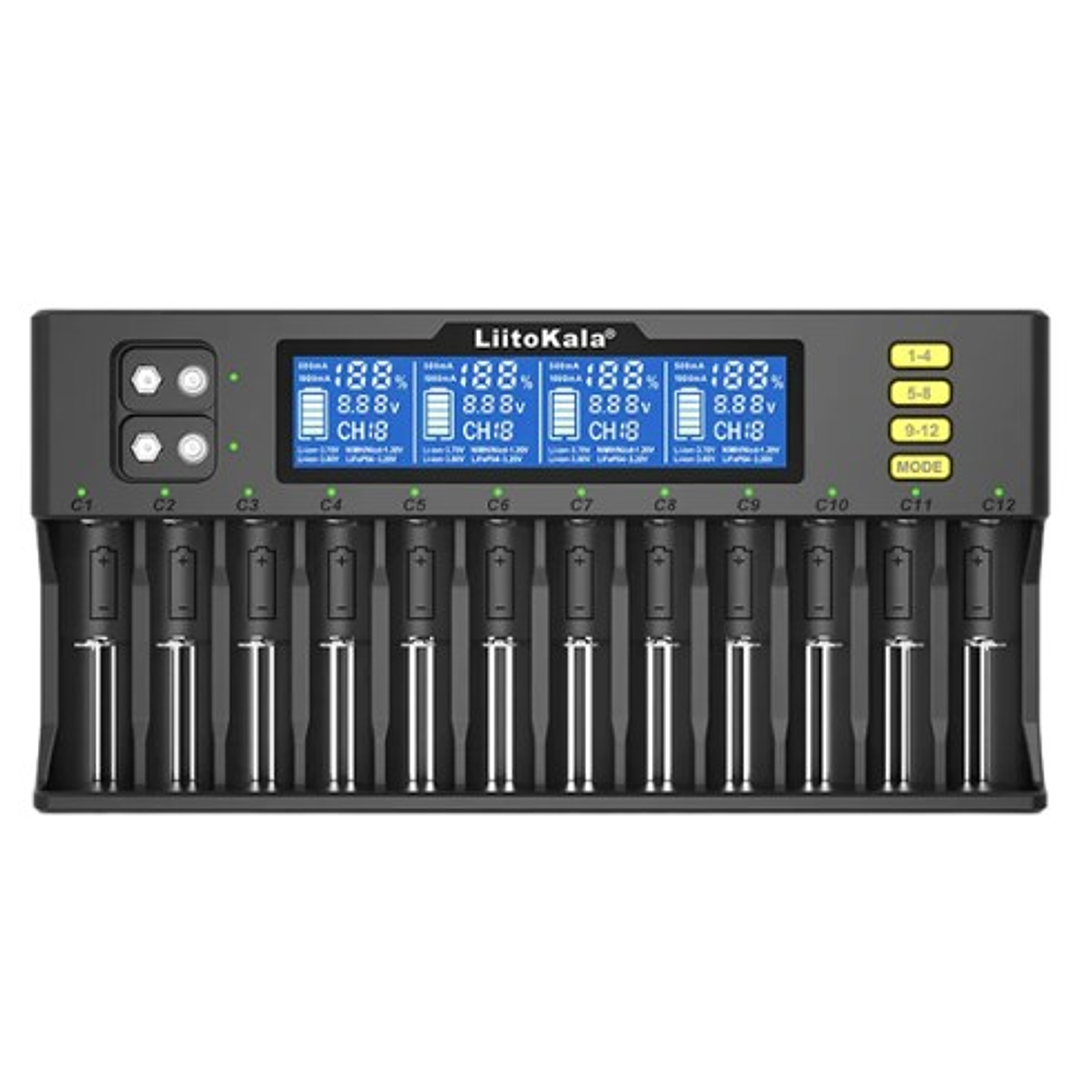  Cargador de pilas Inteligente LiitoKala Lii-S12 – 12 Canales con Pantalla LCD para pilas y baterías recargables 1
