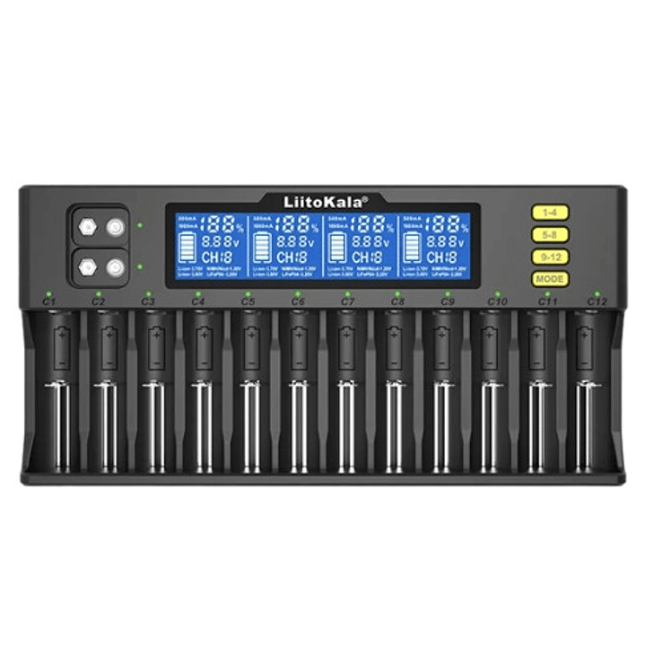  Cargador de pilas Inteligente LiitoKala Lii-S12 – 12 Canales con Pantalla LCD para pilas y baterías recargables 1