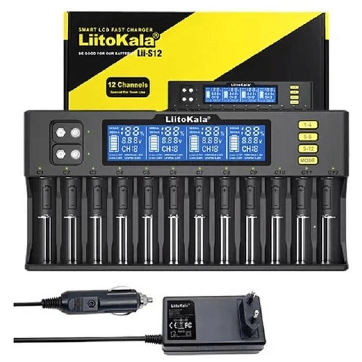 Cargador de pilas Inteligente LiitoKala Lii-S12 – 12 Canales con Pantalla LCD para pilas y baterías recargables 3