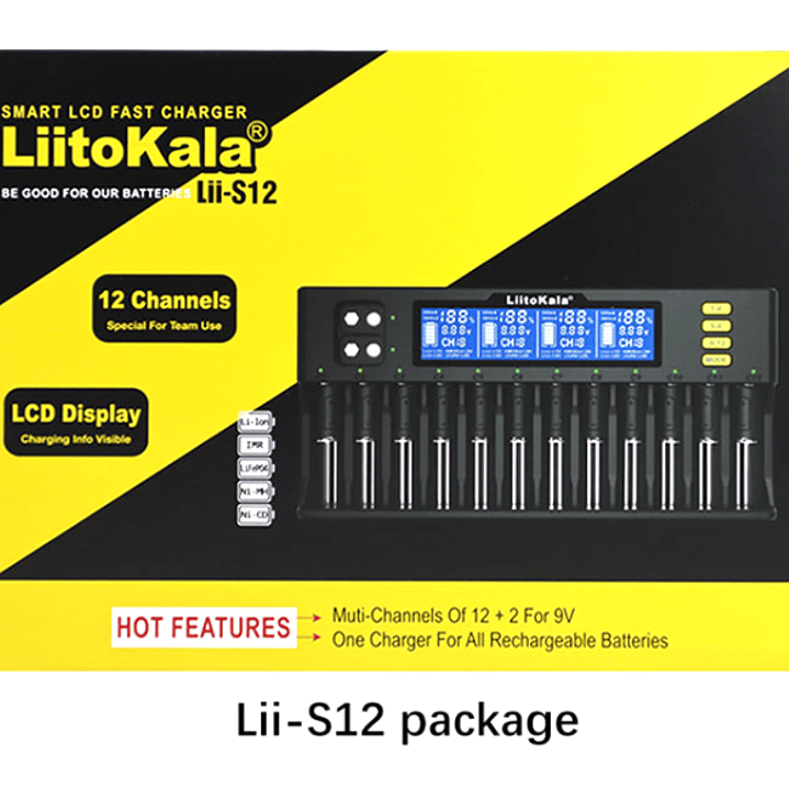  Cargador de pilas Inteligente LiitoKala Lii-S12 – 12 Canales con Pantalla LCD para pilas y baterías recargables 4