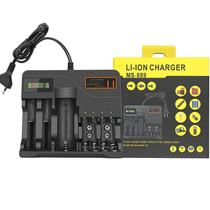 Cargador Inteligente MS-889 – Compatible con Baterías Li-ion, NiMH, NiCd y 9V