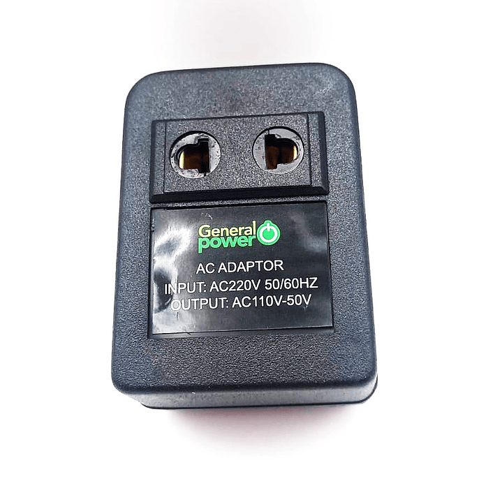 Autotransformador General Power 50W – Convertidor de Voltaje Portátil 220V a 110V 2