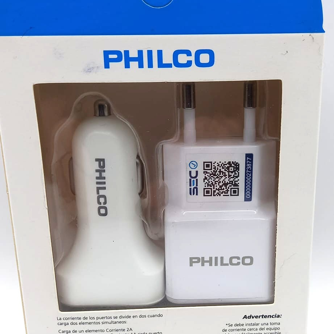 Kit de Carga PHILCO 3 en 1 Tipo C – Cargador de Pared + Cargador de Auto + Cable USB 3