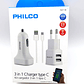 Kit de Carga PHILCO 3 en 1 Tipo C – Cargador de Pared + Cargador de Auto + Cable USB - Miniatura 4