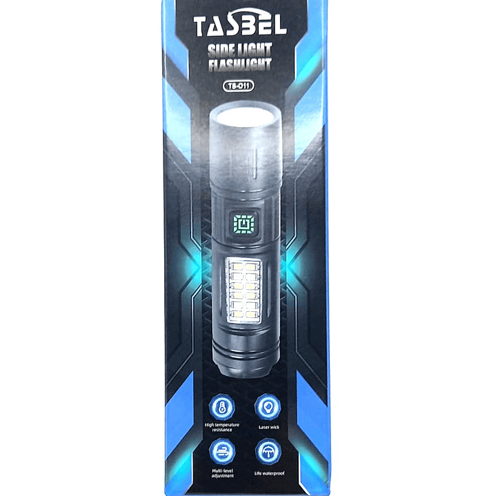 Linterna LED TASBEL TB-011 USB Recargable  Luz Lateral, Láser SOS y Base Magnética 5