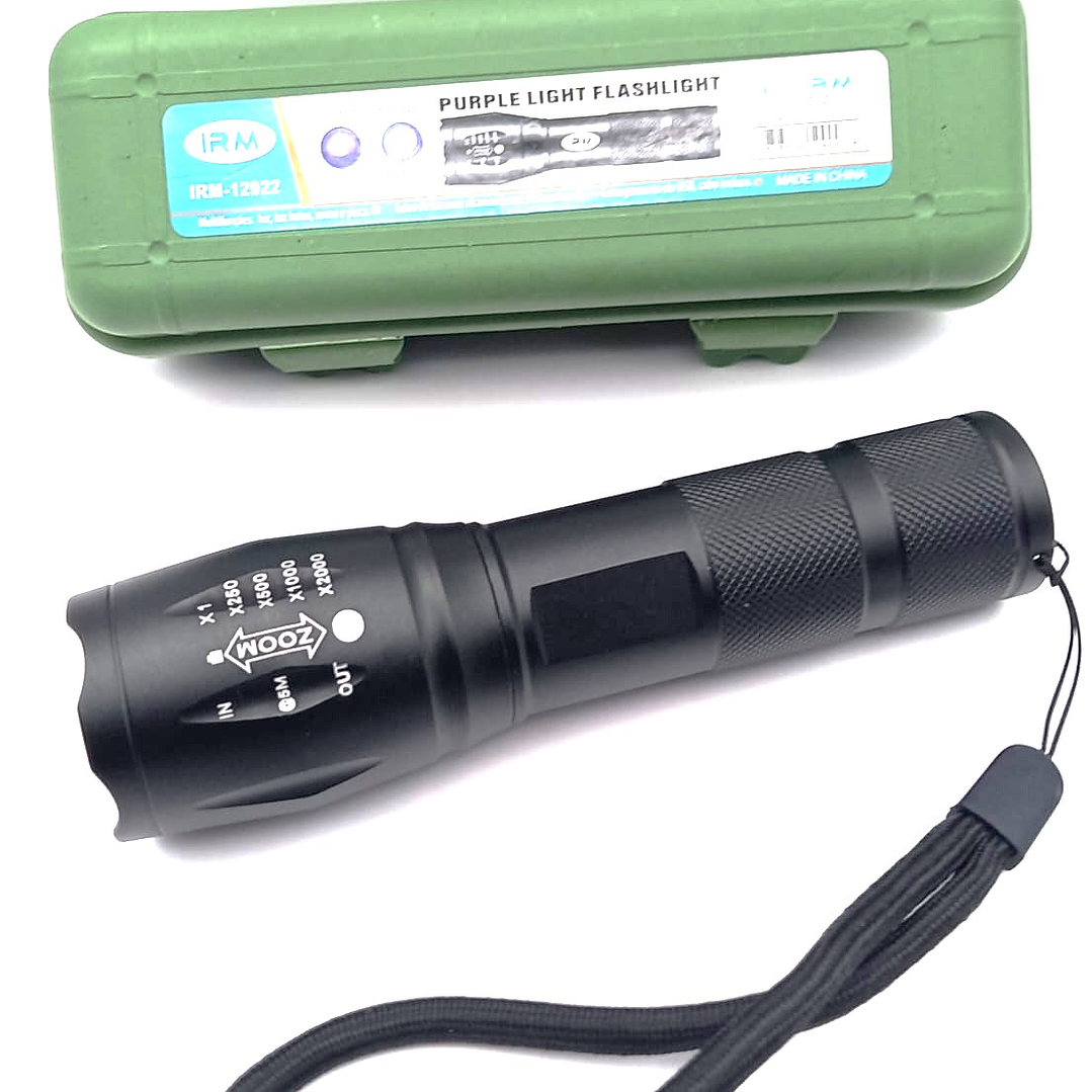 Linterna Táctica IRM-12922 USB Recargable  Luz UV y Blanca con Zoom  4