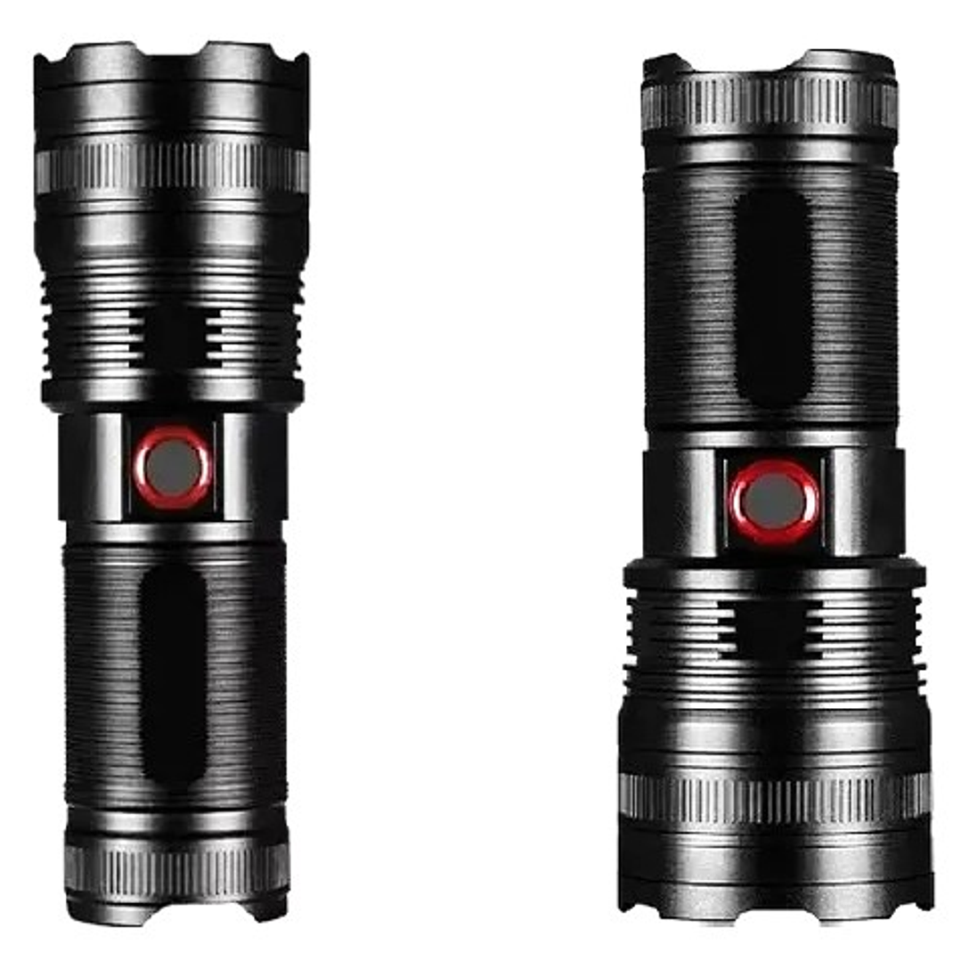 Linterna Recargable D-240215 USB  Aleación de Aluminio, Zoom y Power Bank 3