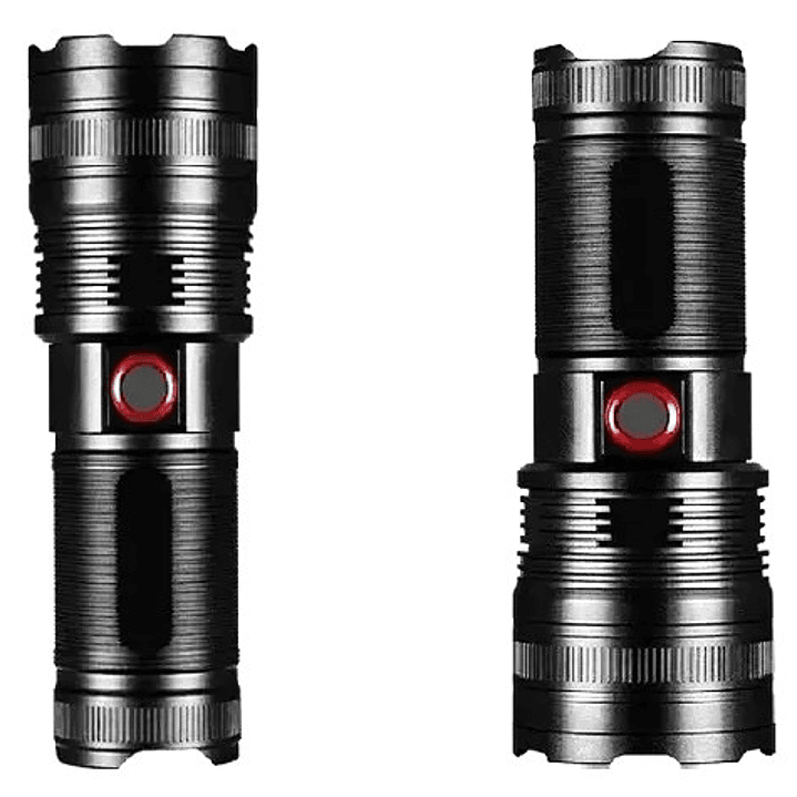 Linterna Recargable D-240215 USB  Aleación de Aluminio, Zoom y Power Bank 3