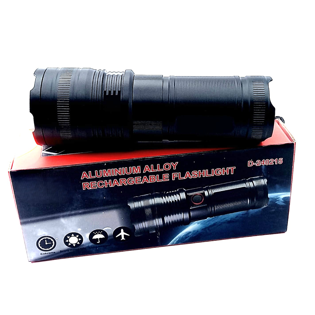 Linterna Recargable D-240215 USB  Aleación de Aluminio, Zoom y Power Bank 4
