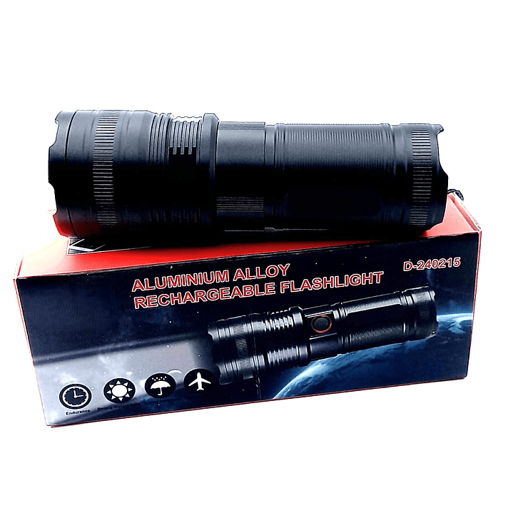 Linterna Recargable D-240215 USB  Aleación de Aluminio, Zoom y Power Bank 4