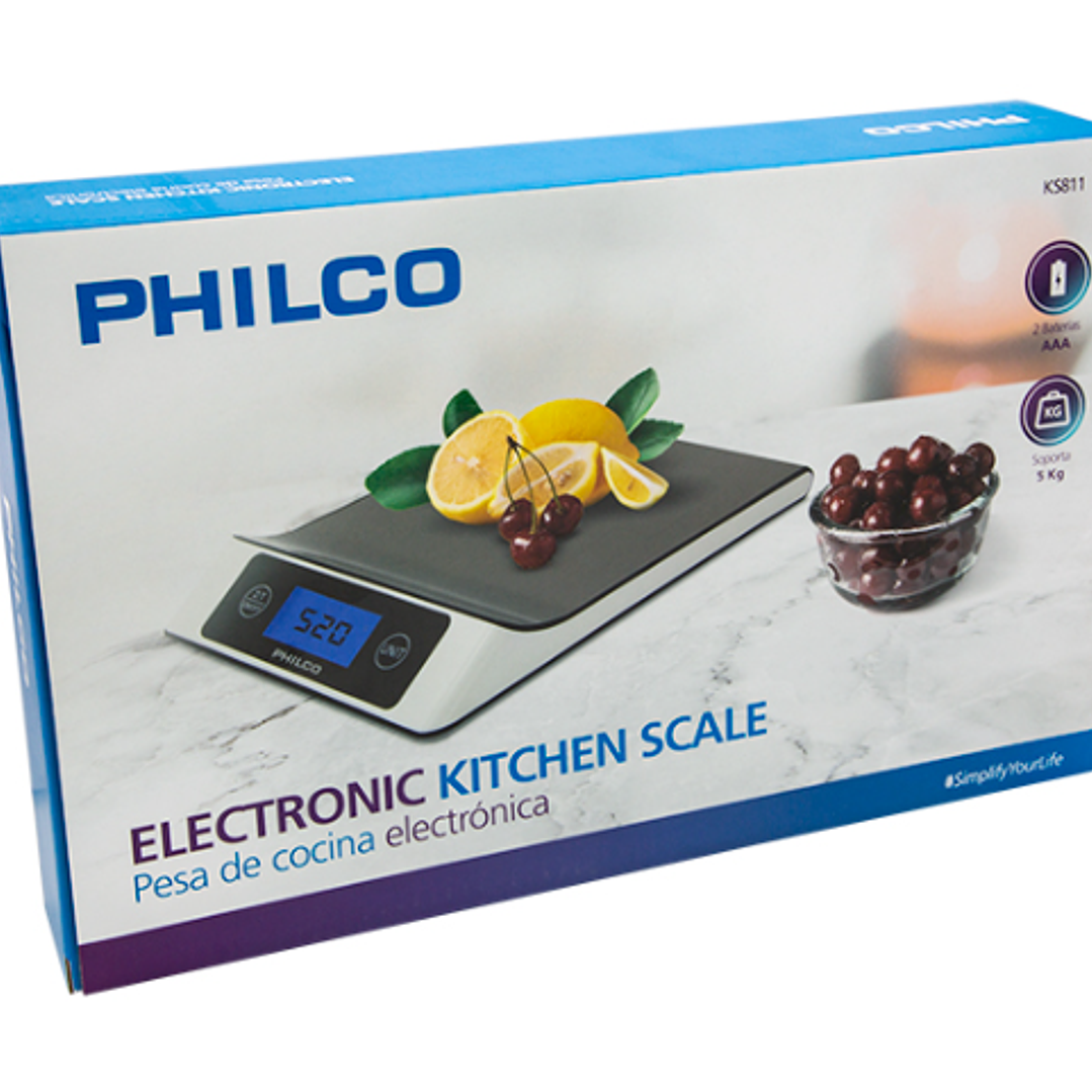 Balanza Digital de Cocina PHILCO KS811 - Botones Touch, Precisión 1g y Capacidad 5kg 4
