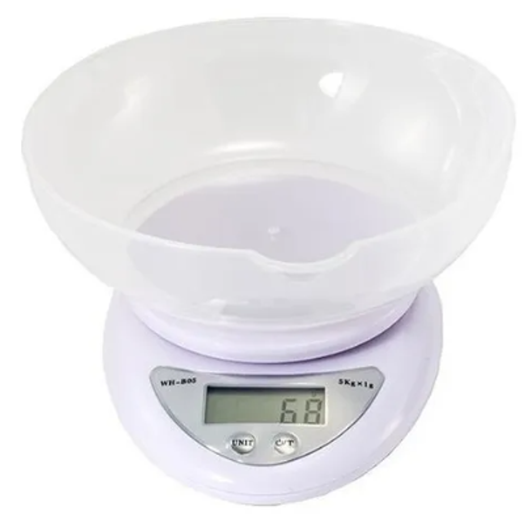 Balanza Digital de Cocina WH-B05 | Bowl Desmontable, 5kg x 1g y Función Tara 1