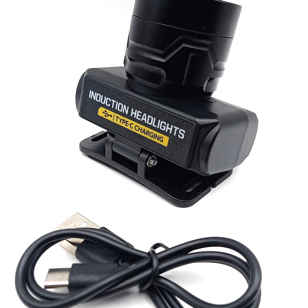 Linterna Frontal LED con Sensor de Inducción  |  Recargable Tipo-C, Zoom y Alta Potencia 4