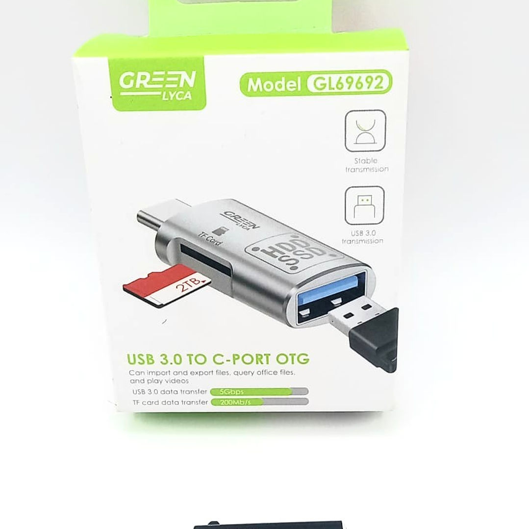 Adaptador USB 3.0 a Tipo-C OTG Green Lyca  |  Lector de Tarjeta TF para Smartphone, Tablet y Laptop 4