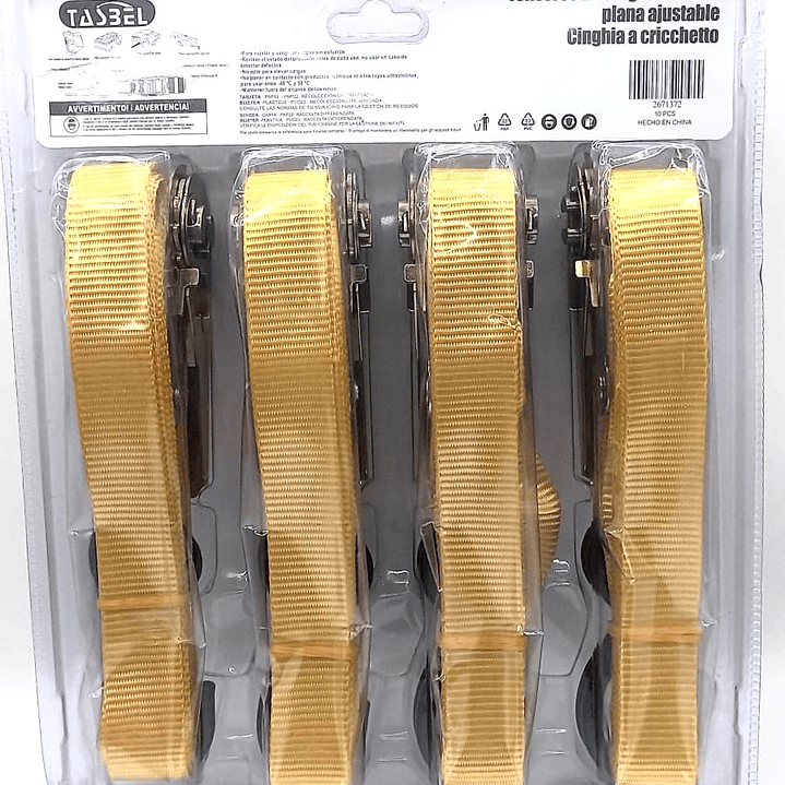 Tensores de Carga TASBEL 4.5M x 25MM  |  Set de 4 con Cinta Plana y Alta Resistencia 6