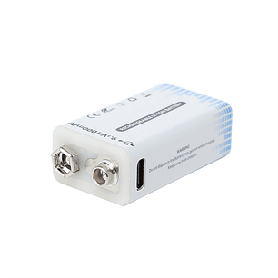 Batería Recargable 9V  |  Recargable por USB  |  Litio 1000mAh  |  Ecológica y Reutilizable para Electrónica