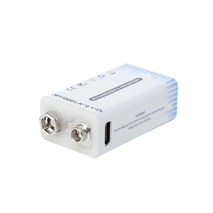 Batería Recargable 9V  |  Recargable por USB  |  Litio 1000mAh  |  Ecológica y Reutilizable para Electrónica 1