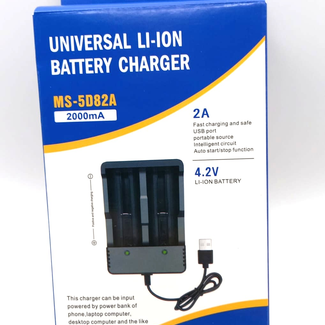 Cargador Universal Pilas 18650  | Litio 3.7V MS-5D82A  | 4 Slots USB 2A  | Cargador Rápido 7