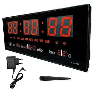 Reloj Digital de Pared LED  | Calendario, Temperatura, Alarma y Día en Español