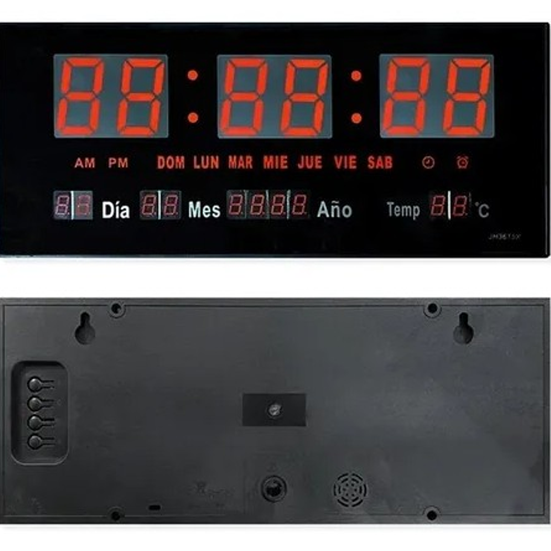 Reloj Digital de Pared LED  | Calendario, Temperatura, Alarma y Día en Español 4